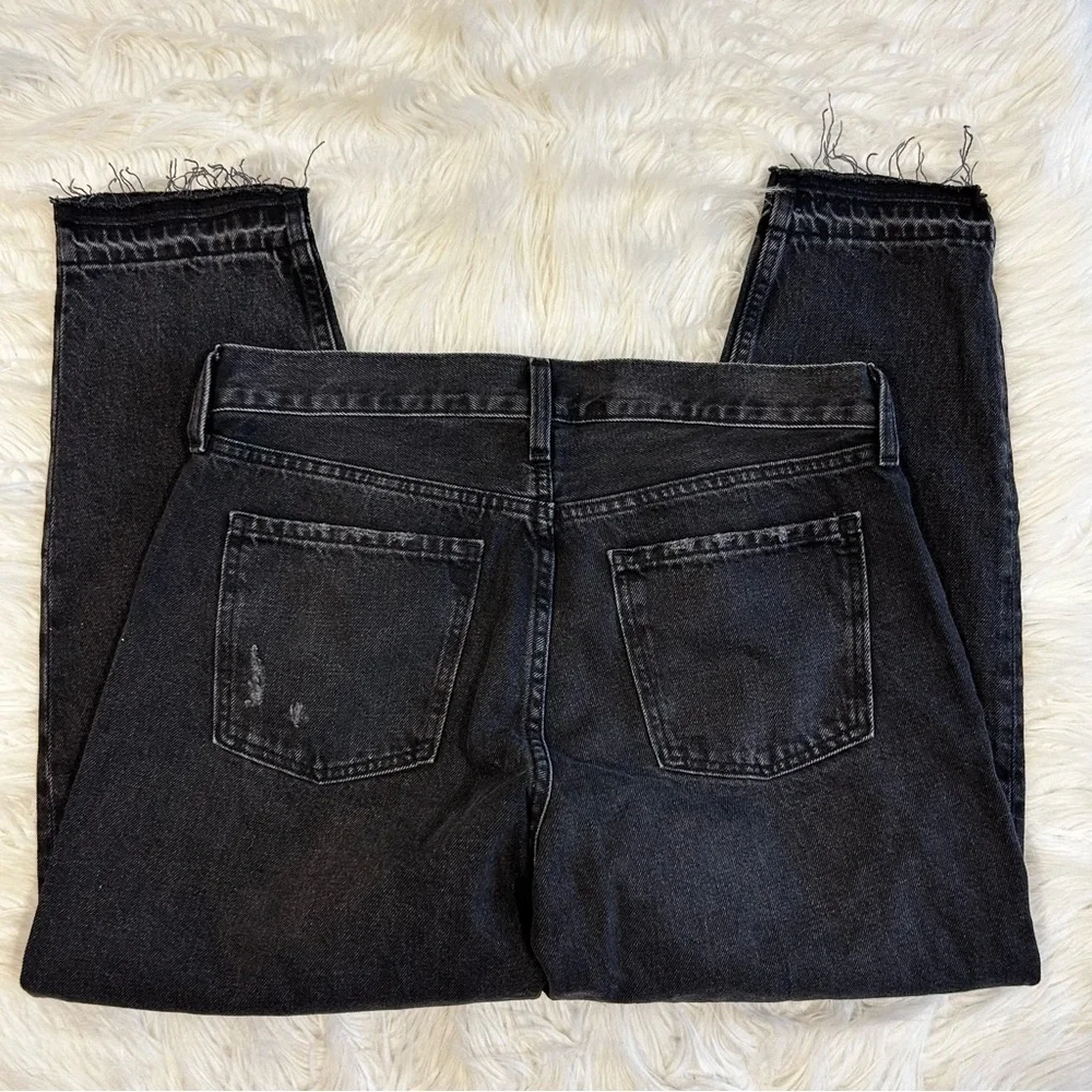Old Navy High-Rise Slouchy Taper‎ Jeans Womens 10 Washed Black Distressed Denim